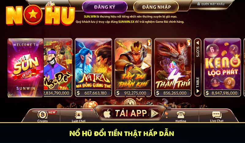 Nổ Hũ Sunwin đổi tiền thật hấp dẫn